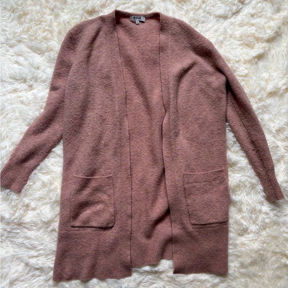 Madewell XXS Pink Wool Alpaca Open Front Cardigan Long Pockets